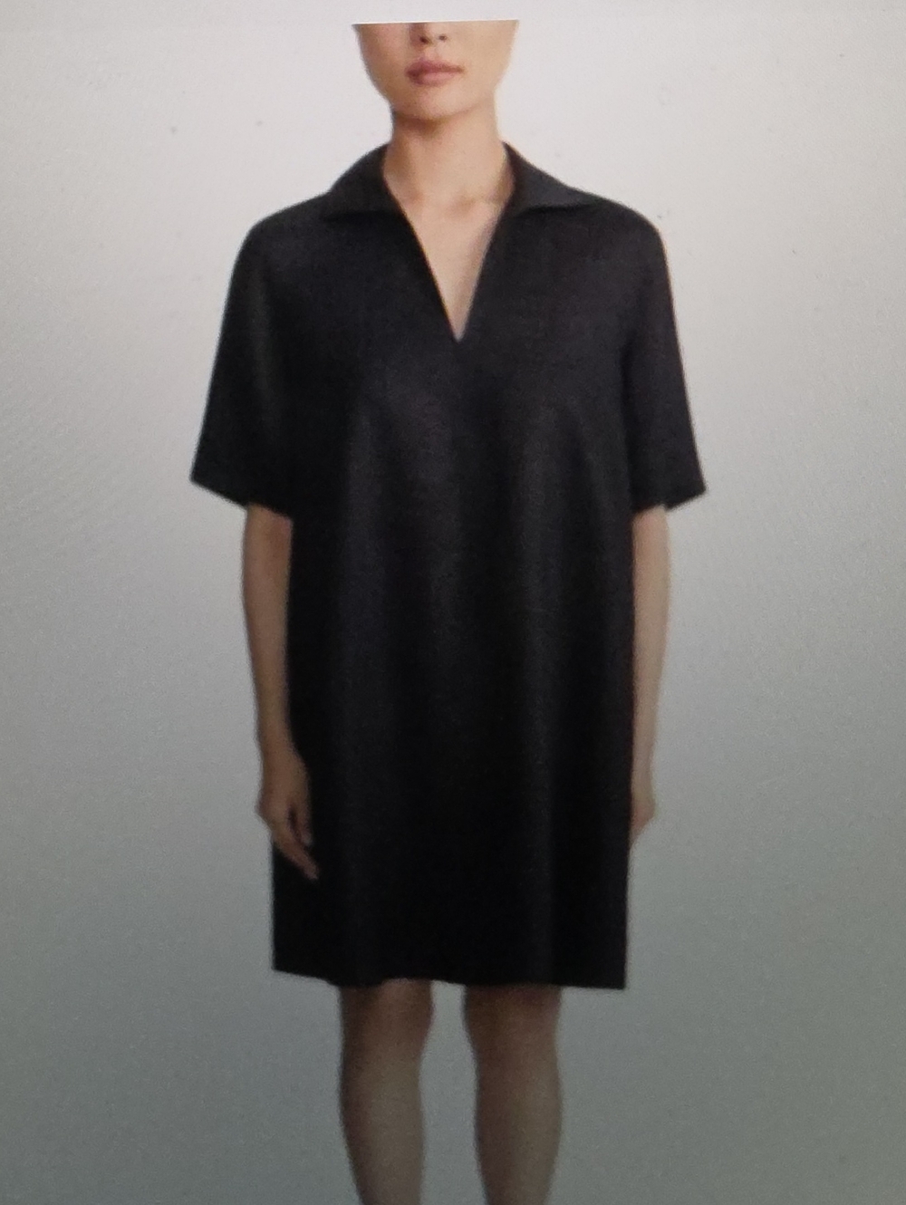 Lafayette 148 New York Black Cuffed Short Sleeve Popover Shift Dress 2x